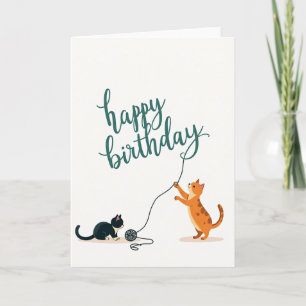 Cartão de Aniversário Fofo Kitty