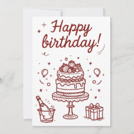 Cartão de Aniversário Fofo Minimalista
