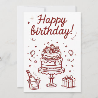 Cartão de Aniversário Fofo Minimalista