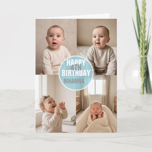 Cartão de aniversário fofo para foto de qualquer i (Frente)