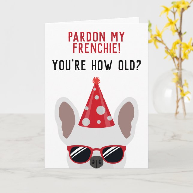 Cartão de Aniversário Francês Engraçado (Flor Amarela)