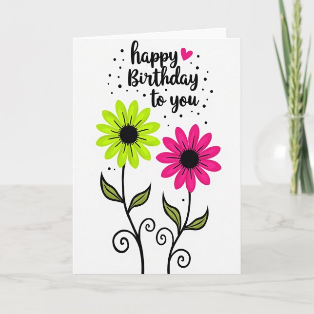 Cartão de Aniversário Fuchsia Lime (Frente)