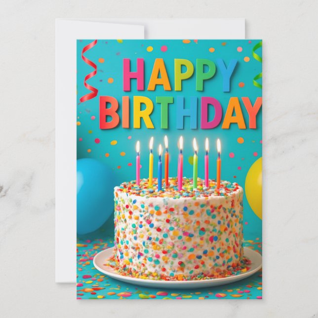 Cartão de Aniversário Funfetti (Frente)