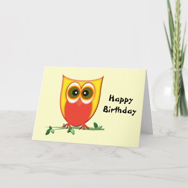 Cartão de Aniversário Funky Owl (Frente)