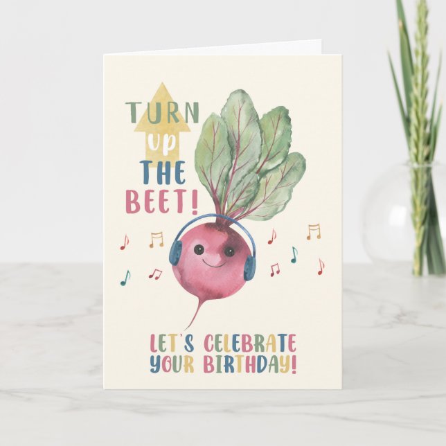 Cartão de Aniversário Funny Beet – Aumente a Beter (Frente)