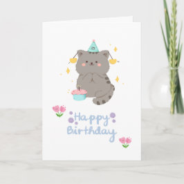 Cartão de Aniversário Gato