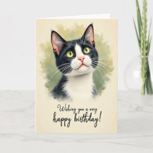Cartão de Aniversário Gato de Olhos Verdes