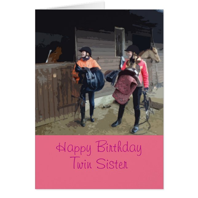 Cartão de aniversário gêmeo da irmã (Frente)