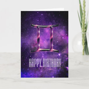 Cartão de Aniversário Gemini de Espaço Puro