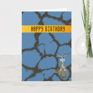 Cartão de Aniversário Girafa Azul