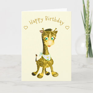 Cartão de Aniversário Girafa Bebê Feliz
