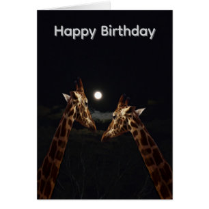 Cartão de Aniversário Girafas Apaixonadas ao Luar