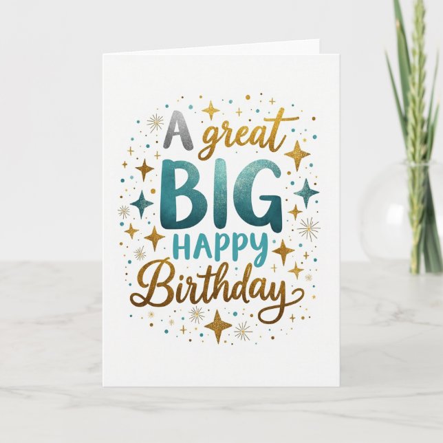 Cartão de Aniversário Glitter Script (Frente)