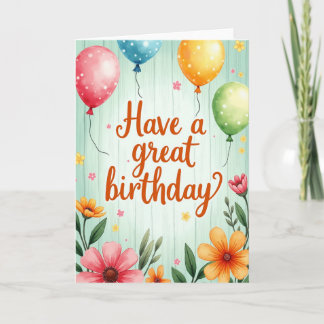 Cartão de Aniversário Globos de Aquarela
