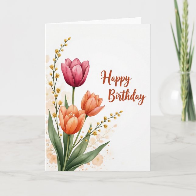 Cartão de Aniversário Golden Sprig (Frente)