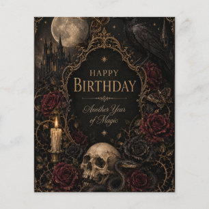 Cartão de Aniversário Gótico, Floral Escuro, Marip