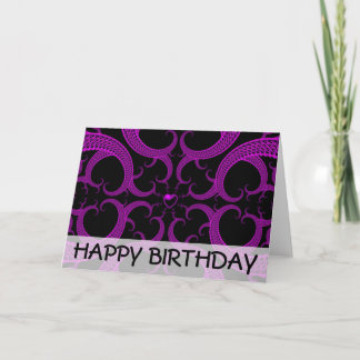 Cartão de aniversário gótico roxo do Fractal do