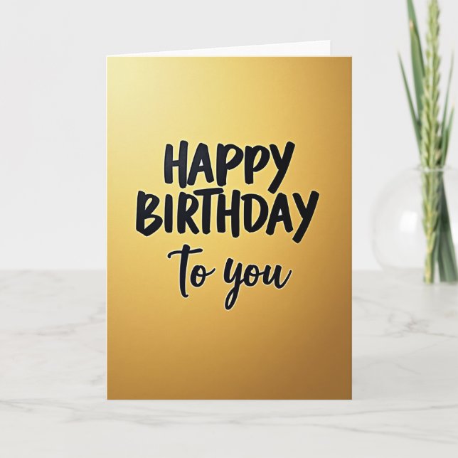 Cartão de Aniversário Gradiente Dourado (Frente)