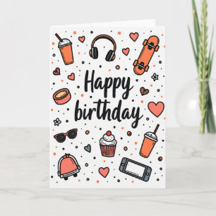 Cartão de aniversário gráfico alegre