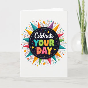 Cartão de Aniversário Gráfico Vibrante