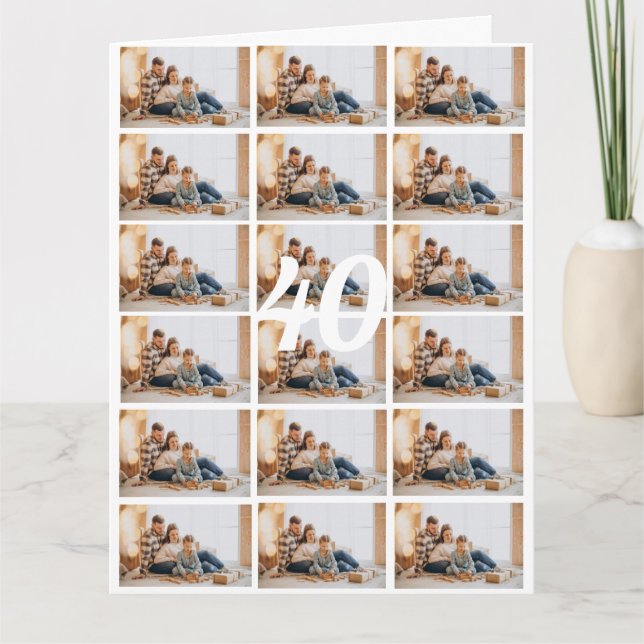 Cartão de Aniversário Grande com Colagem de Fotos  (Frente)