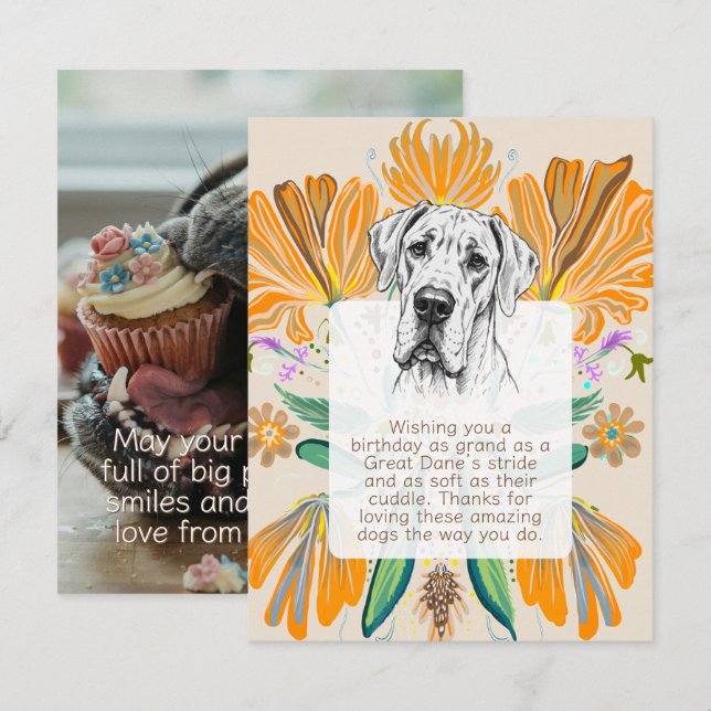 Cartão de aniversário Great Dane (Frente/Verso)
