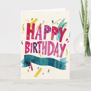 Cartão de Aniversário Grunge Confetti