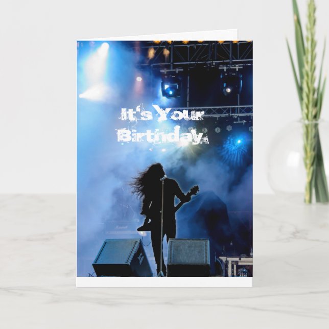 Cartão de Aniversário Guitarrista de Metal Pesado  (Frente)