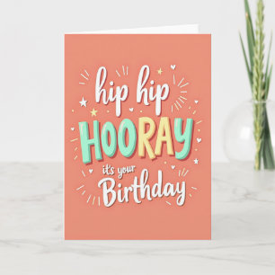 Cartão de Aniversário Hooray Script