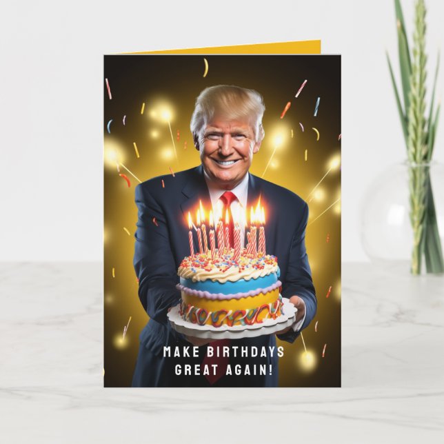 CARTÃO DE ANIVERSÁRIO HUMOROSO DONALD TRUMP (Frente)