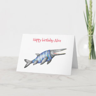 Cartão de aniversário Ichthyosaur Personalizado