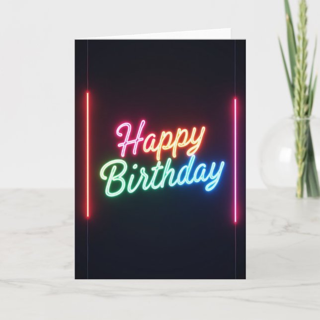 Cartão de Aniversário Iluminado com Letreiro (Frente)
