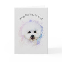 Cartão de Aniversário Ilustrado Bichon Frise