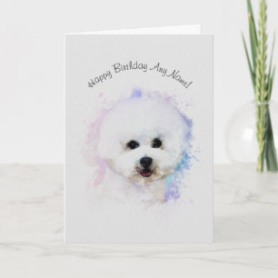 Cartão de Aniversário Ilustrado Bichon Frise