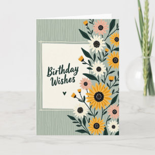 Cartão de Aniversário Ilustrado Elegante