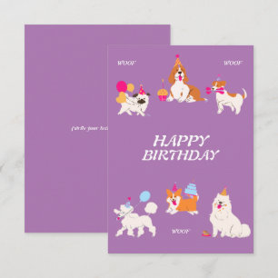 Cartão de Aniversário Ilustrativo De Cão Puro-Clar