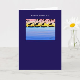 Cartão de Aniversário Incrível Roxo e Blue Ocean O