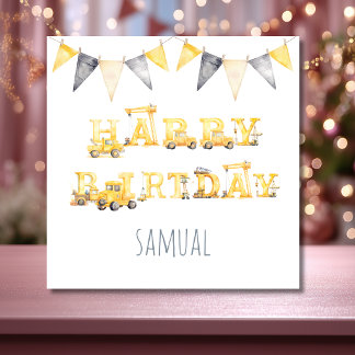 Cartão de aniversário infantil Amarelo & Azul de C