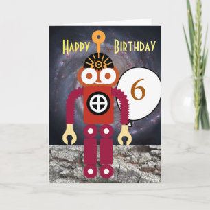 Cartão de Aniversário Infantil Robot Cartoon Editá