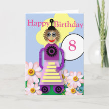 Cartão de Aniversário Infantil Robot Cartoon Editá