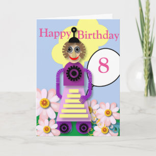 Cartão de Aniversário Infantil Robot Cartoon Editá