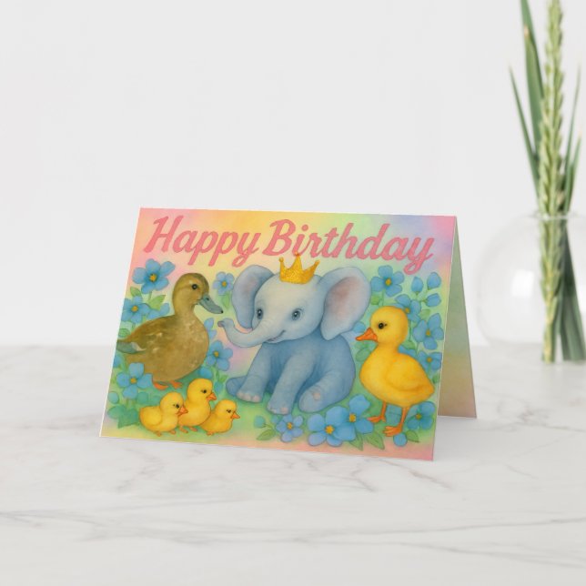 Cartão de Aniversário Infantil - Suprimentos para  (Frente)