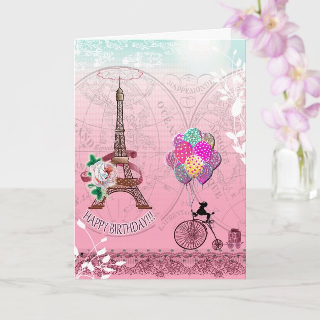 Cartão de Aniversário Inspirado em Paris (Orquídea)