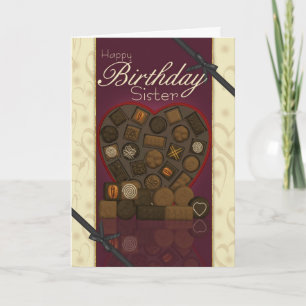 Cartão de Aniversário Irmã - Chocolates
