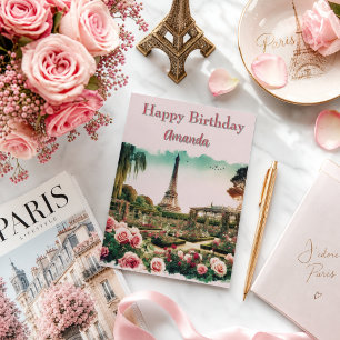 Cartão de Aniversário Jardim de Rosas Parisiense T