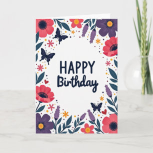Cartão de Aniversário Jardim Vibrante