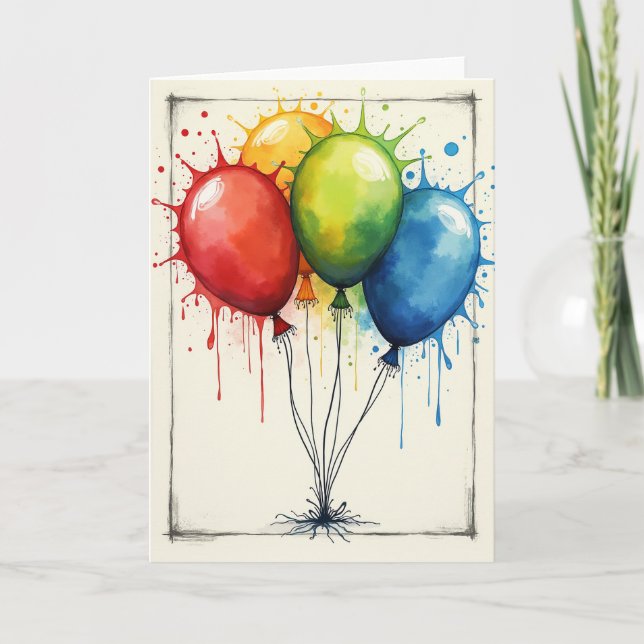 Cartão de Aniversário Joyful Splatter (Frente)