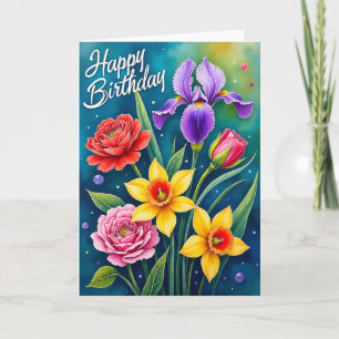 Cartão de Aniversário Joyous Blooms