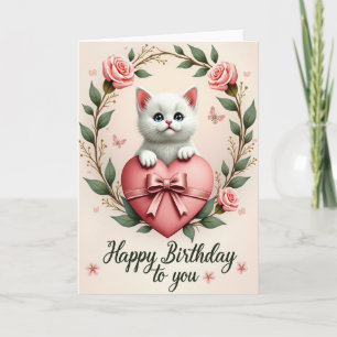Cartão de Aniversário Kitten Roses Doce