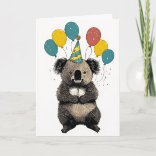 Cartão de Aniversário Koala - Animais de Festa Cól